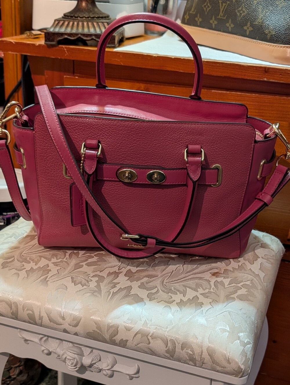 Coach Blake Carryall 25 -Top-Handle Satchel in Raspberry Pink W/ Gold Hardware